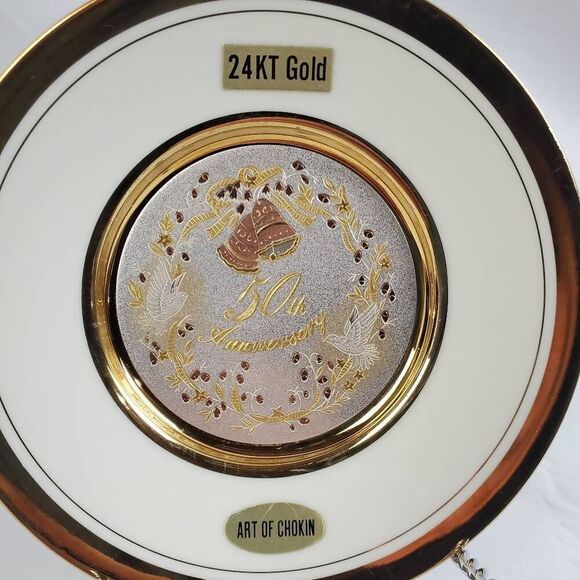 Art of Chokin 50th Anniversary Plate 24KT Gold Trim Decorative Japan Westland - Picture 2 of 4